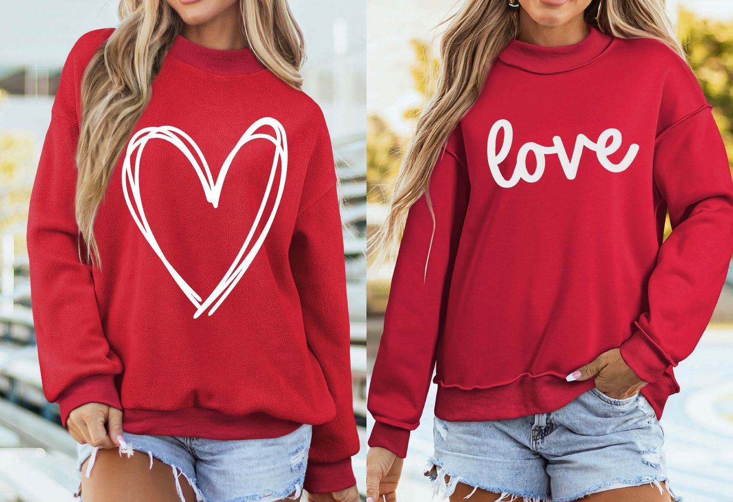Pink or Red Reversible Mockneck Sweatshirt PREORDER