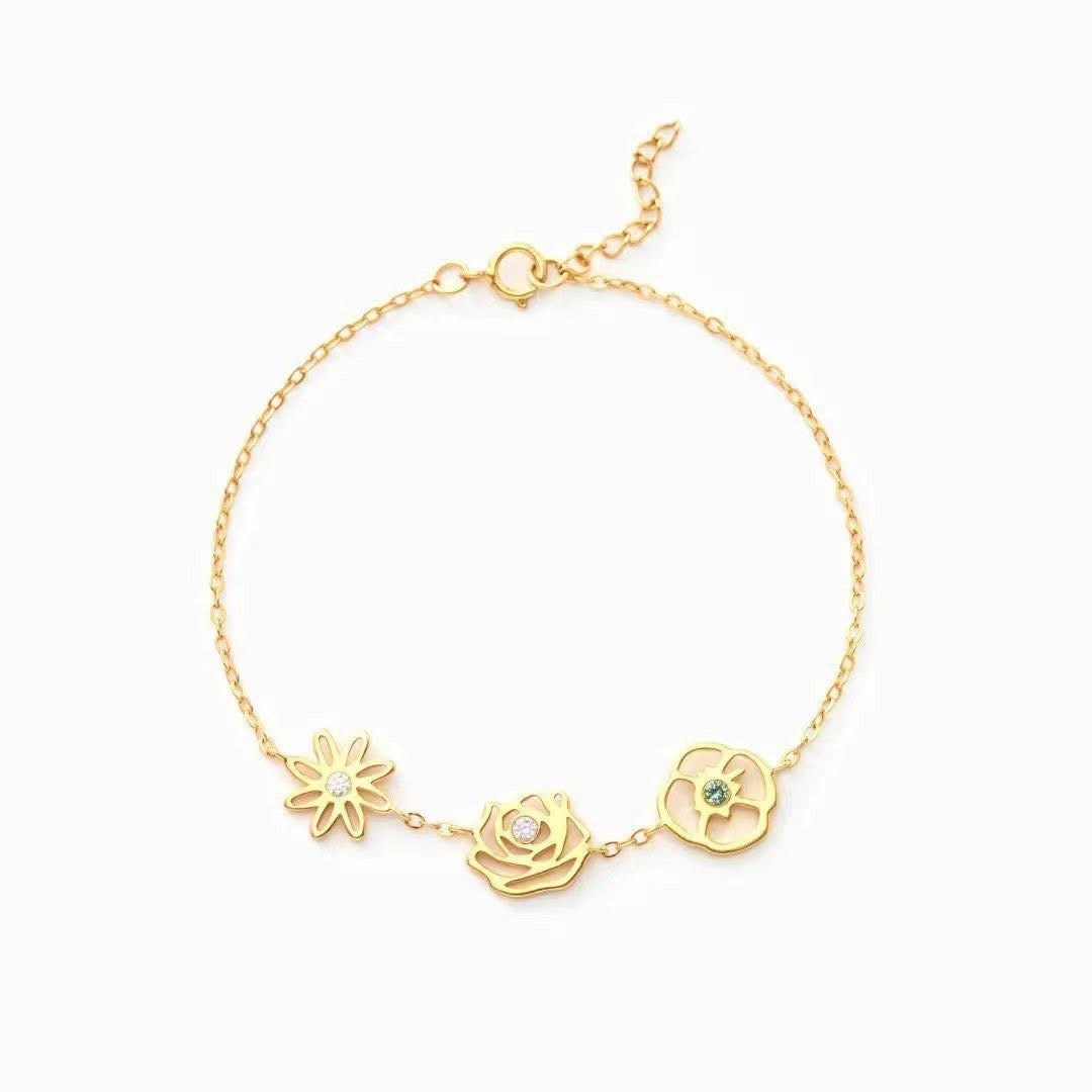 Custom Birth Flower and Stone Bracelet PREORDER