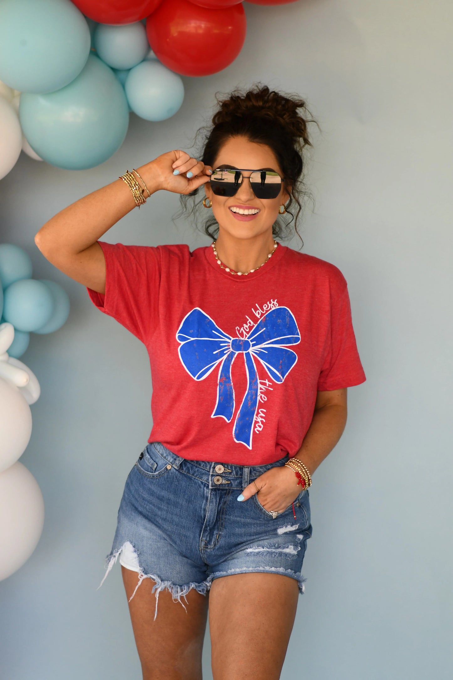 God Bless The USA Bow Tee PREORDER