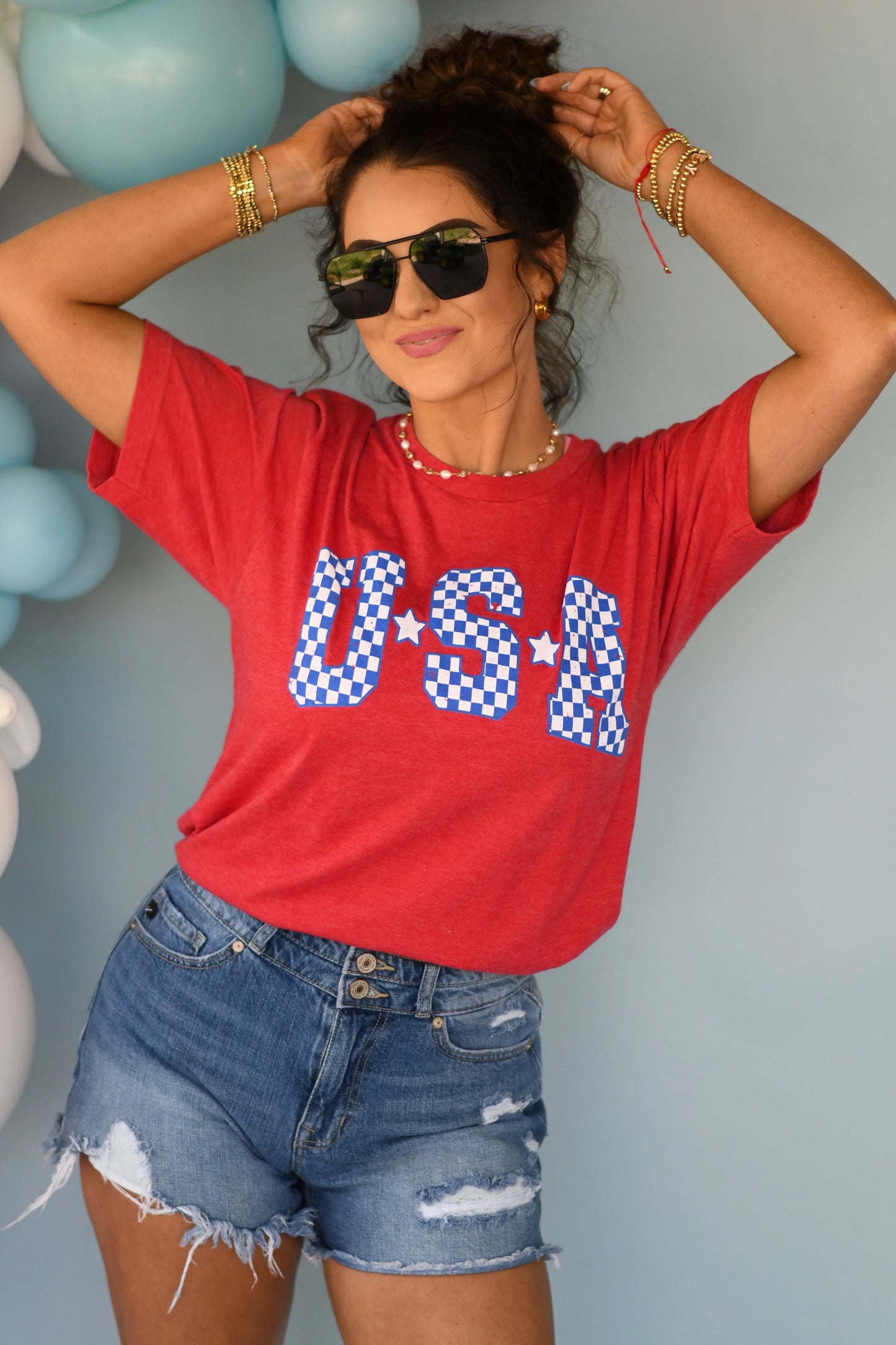 Checkered USA Tee PREORDER - 2 Color Options