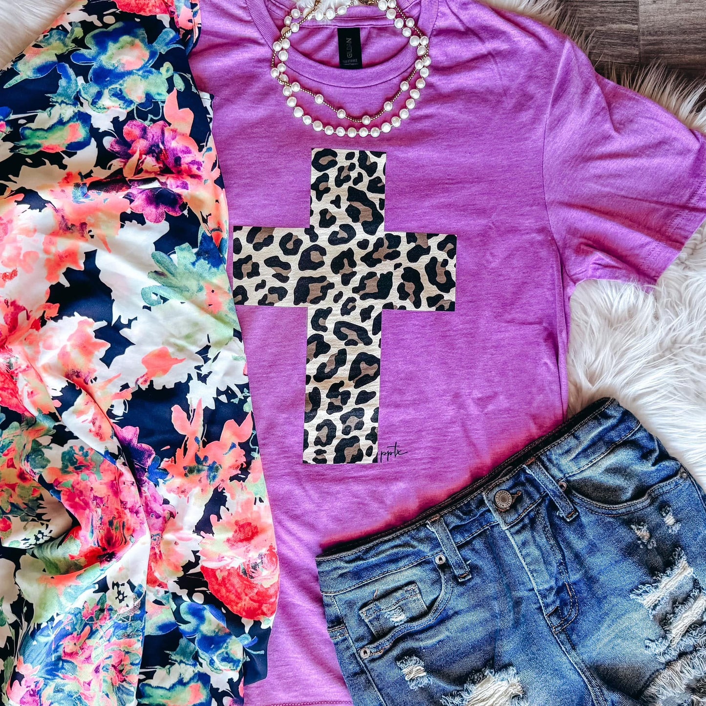 Leopard Cross Tee PREORDER