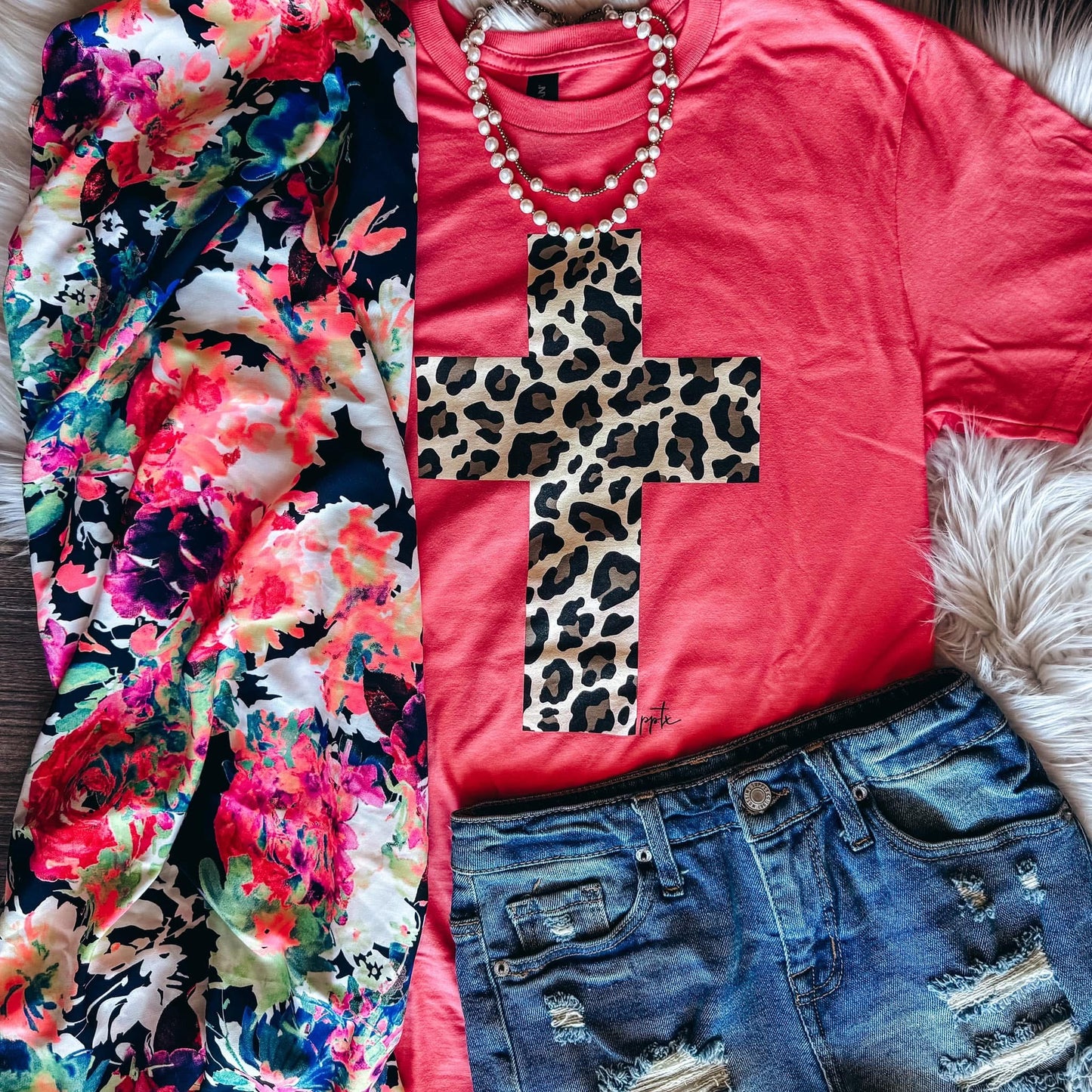 Leopard Cross Tee PREORDER