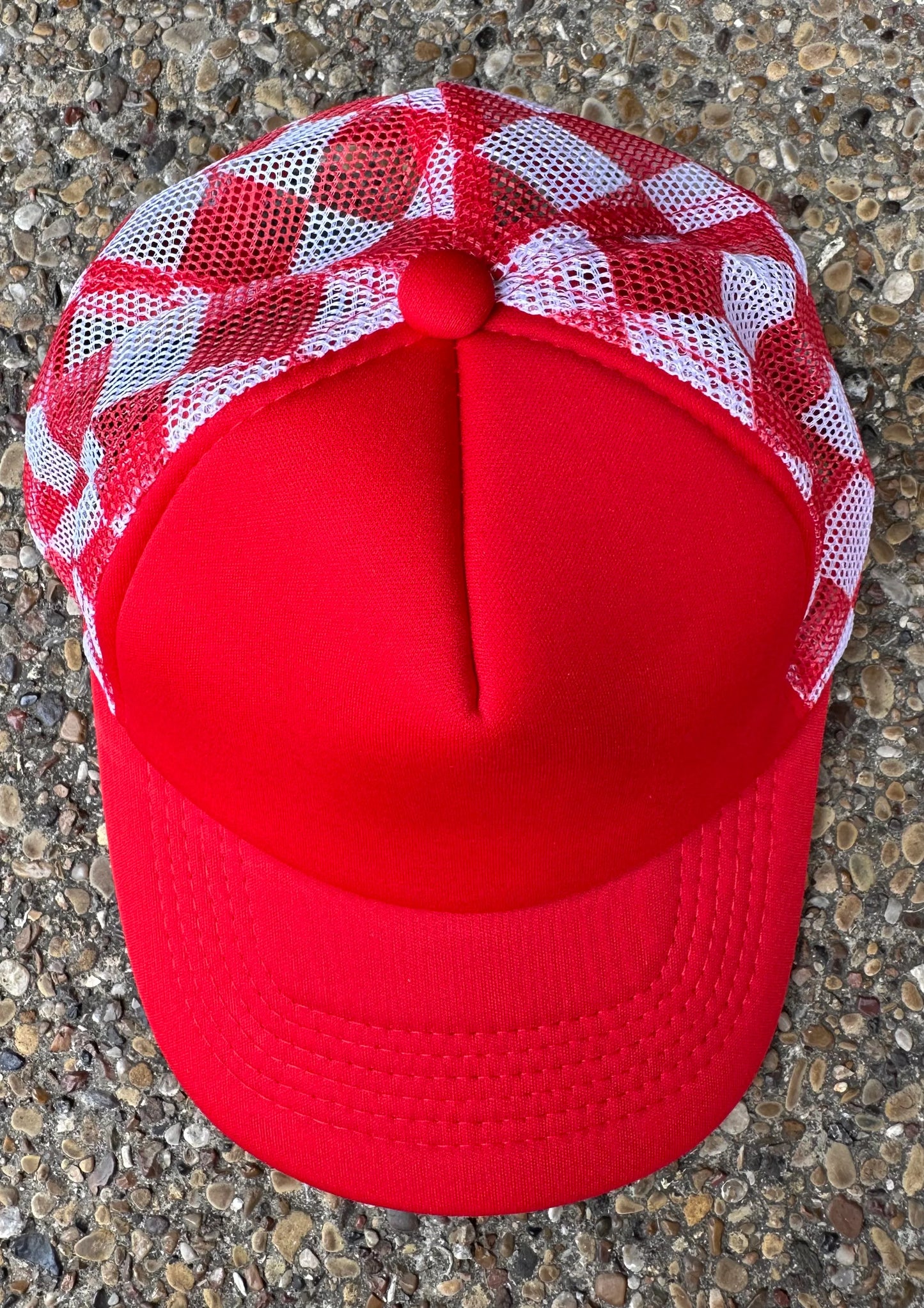 Red Checkered Trucker Hat