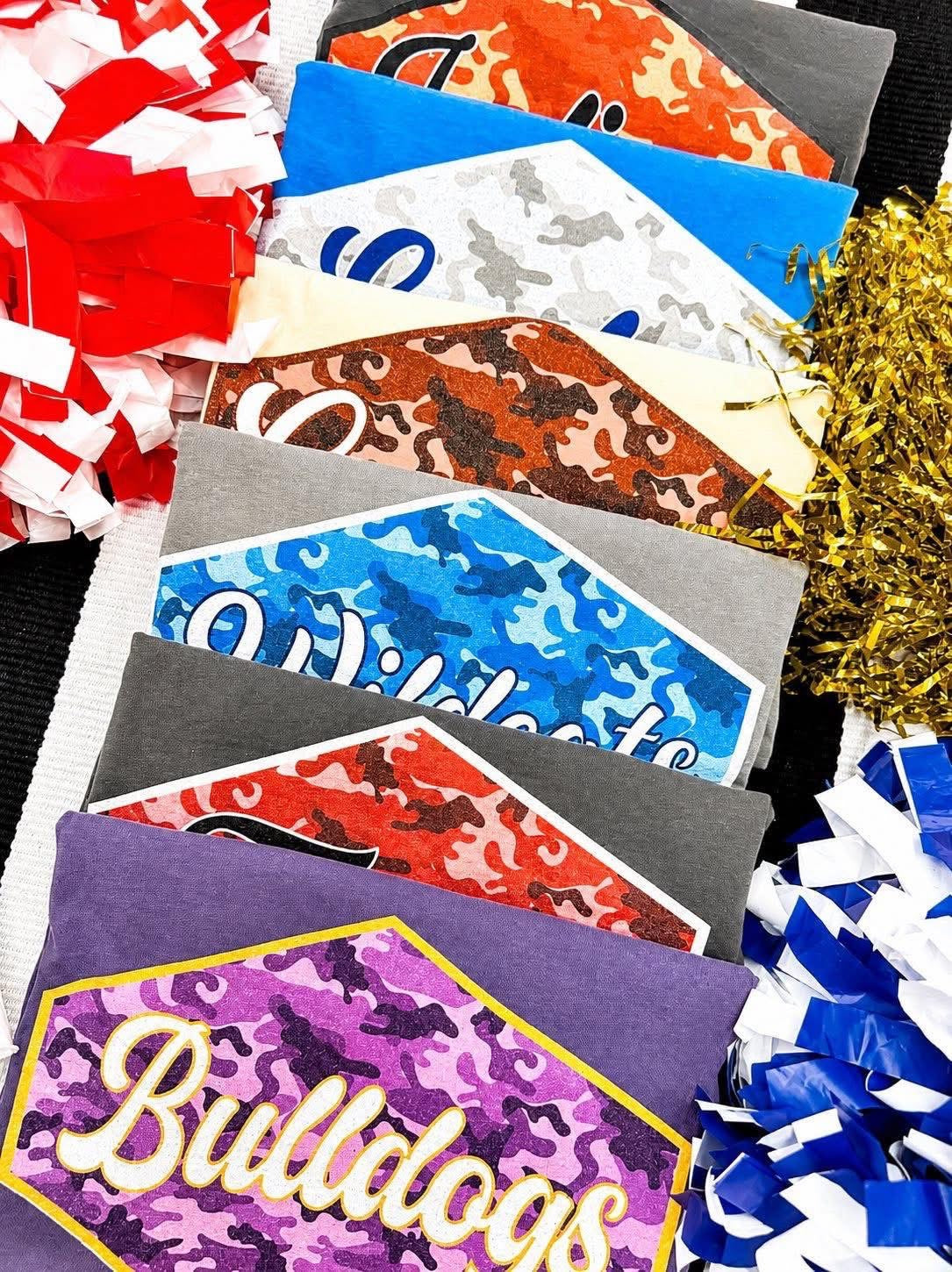 Custom Colored Camo School Spirit Tee PREORDER