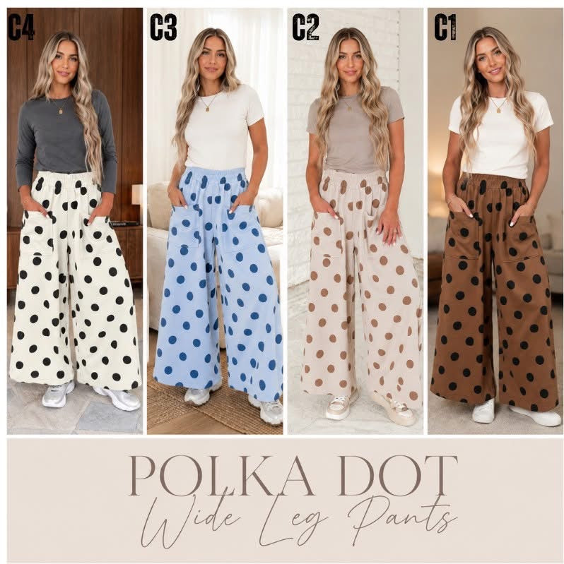 Polka Dot Wide Leg Pants PREORDER