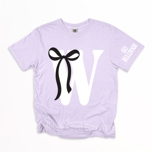 “W” Bow/Go Bulldogs Sleeve Print Tee PREORDER - Youth & Adult
