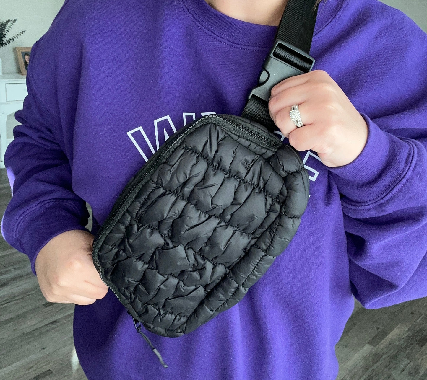 Black Quilted Belt Bag