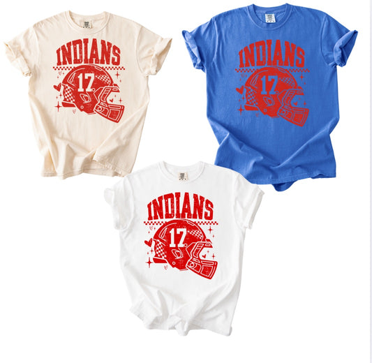 Custom Indians Football Helmet Red PREORDER - Made To Order
