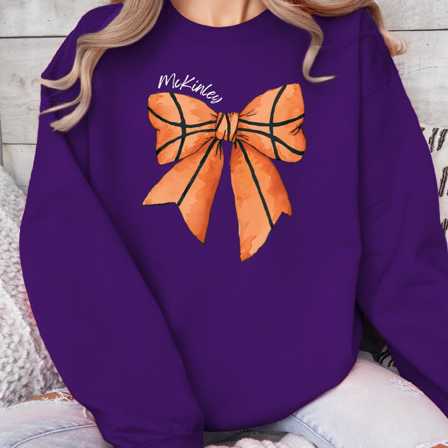 Custom Basketball Bow Sweatshirt PREORDER - Youth