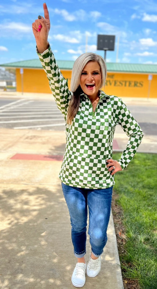 Pep Rally Checkered Pullover PREORDER