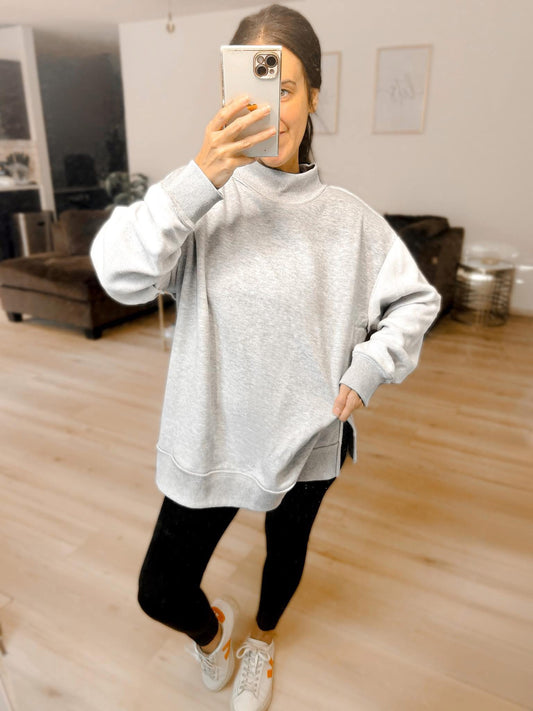 Oversized Inside Out & Reversible Mockneck Sweatshirt