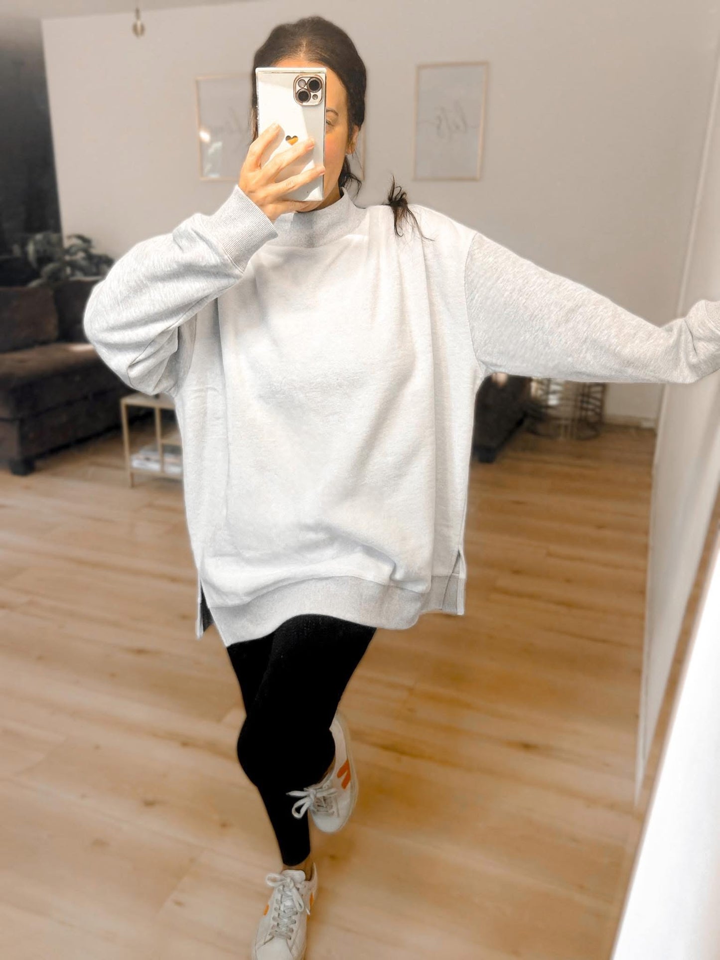 Oversized Inside Out & Reversible Mockneck Sweatshirt