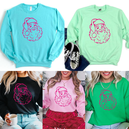 Hot Pink Puff Santa Sweatshirt PREORDER