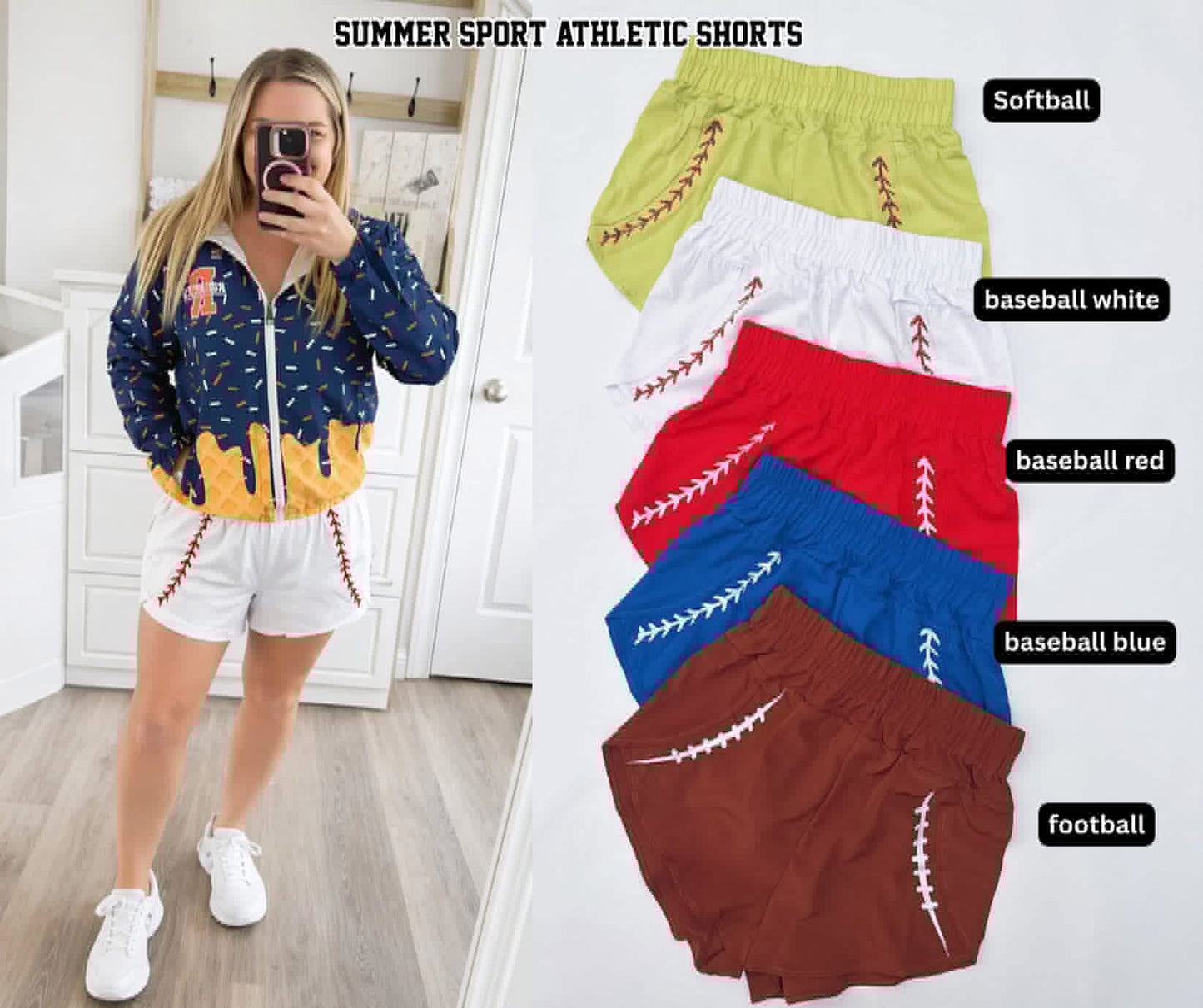 Softball/Baseball Athletic Shorts PREORDER - Kids and Adult