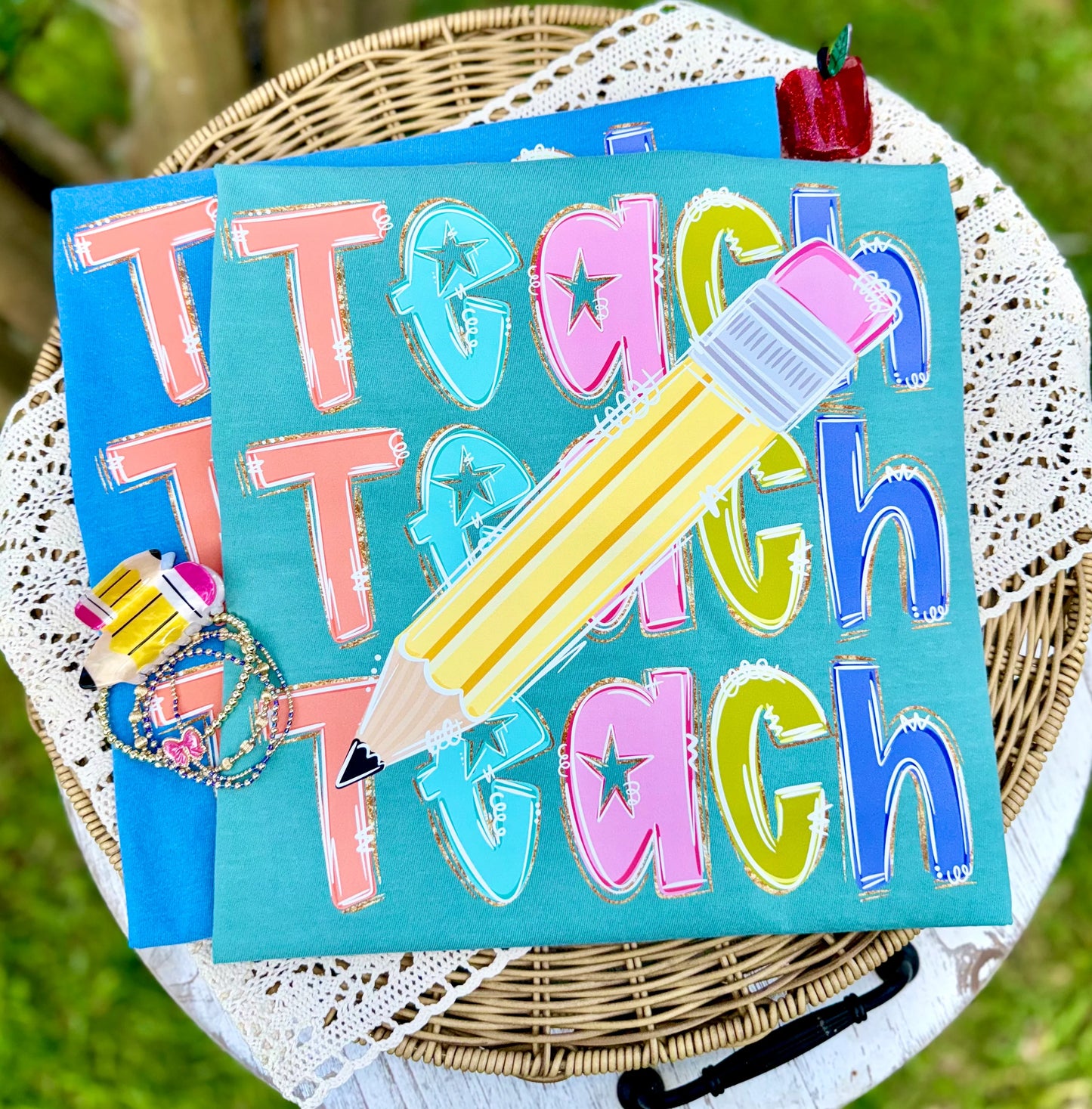 Teach Stacked with Pencil Tee PREORDER - Made To Order