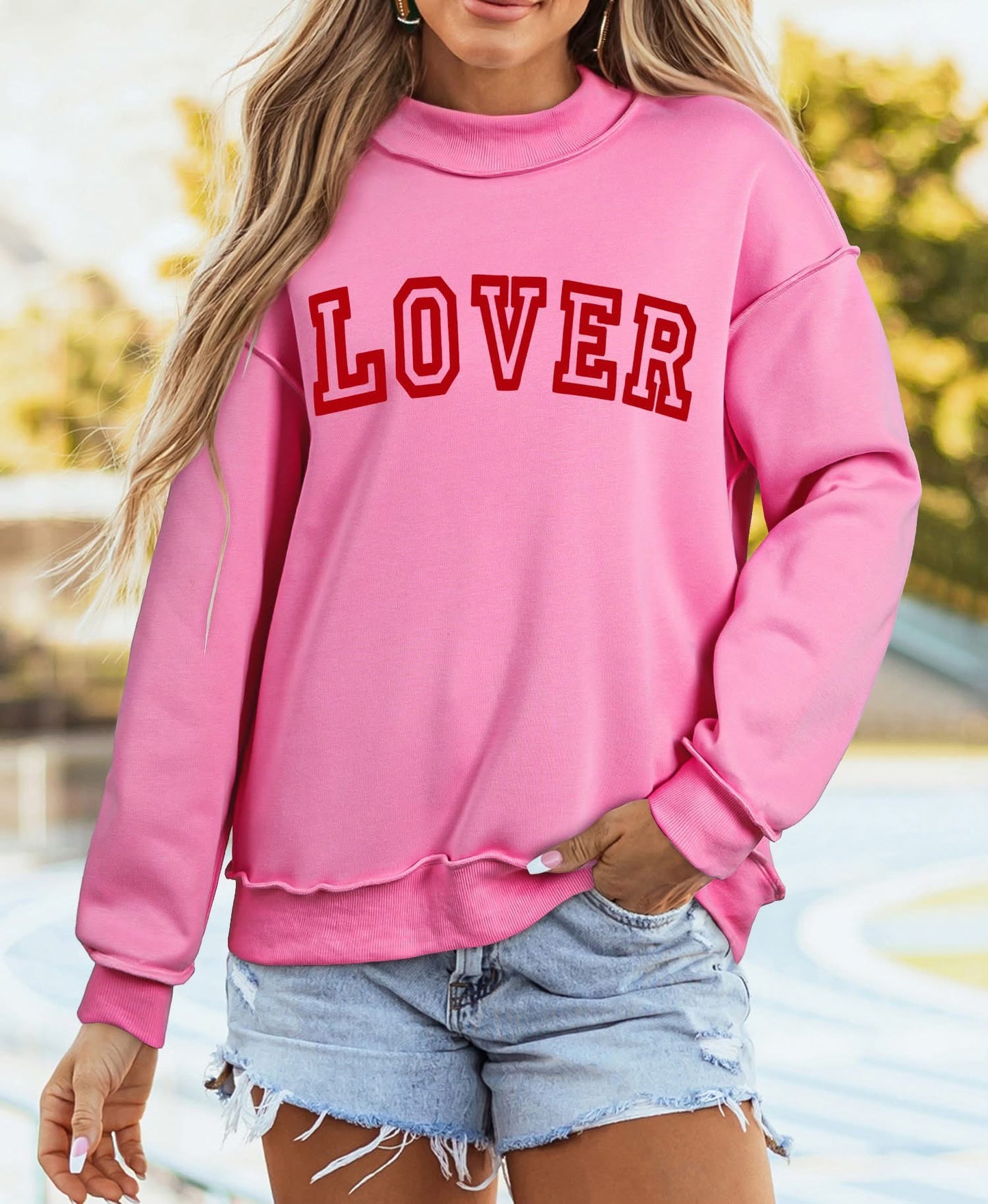 Pink or Red Reversible Mockneck Sweatshirt PREORDER