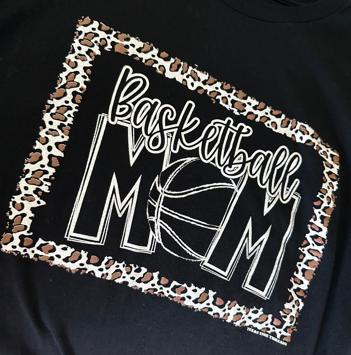 Basketball Mom in White Leopard Print Long Sleeve