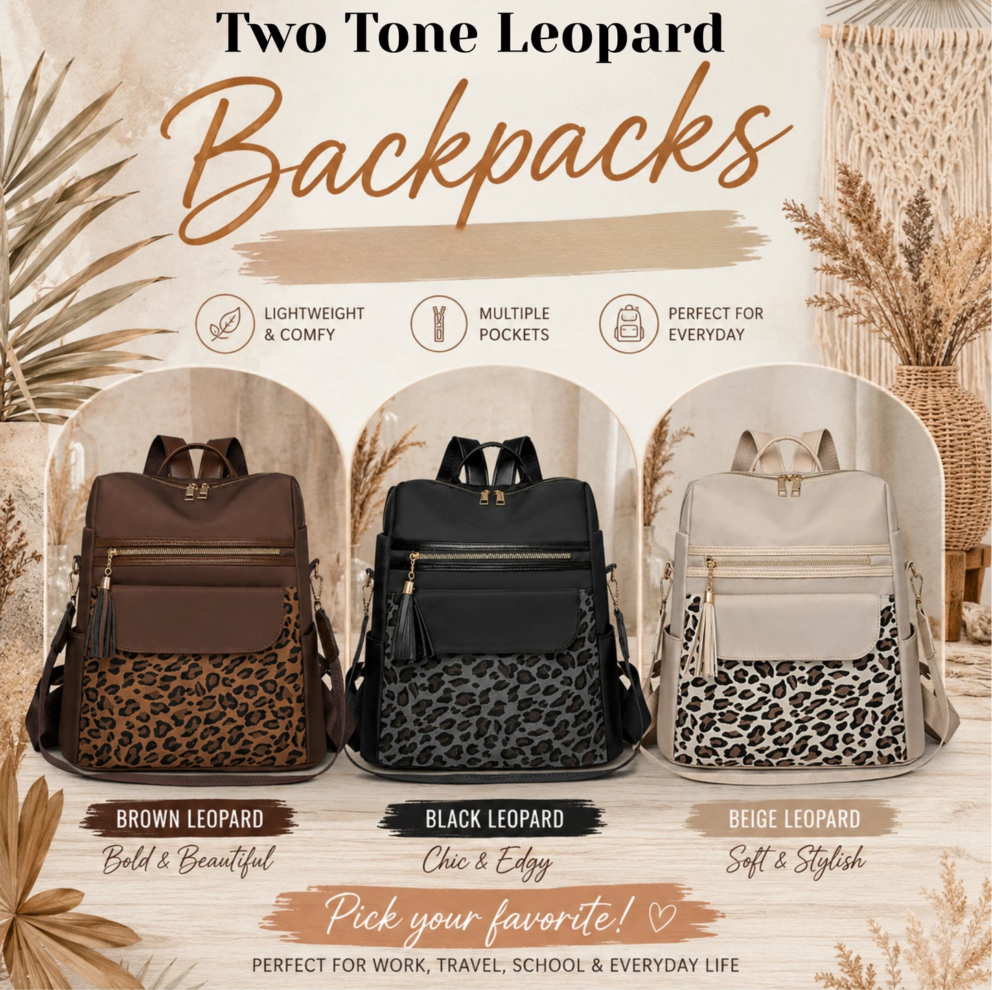Two Tone Leopard Backpacks PREORDER