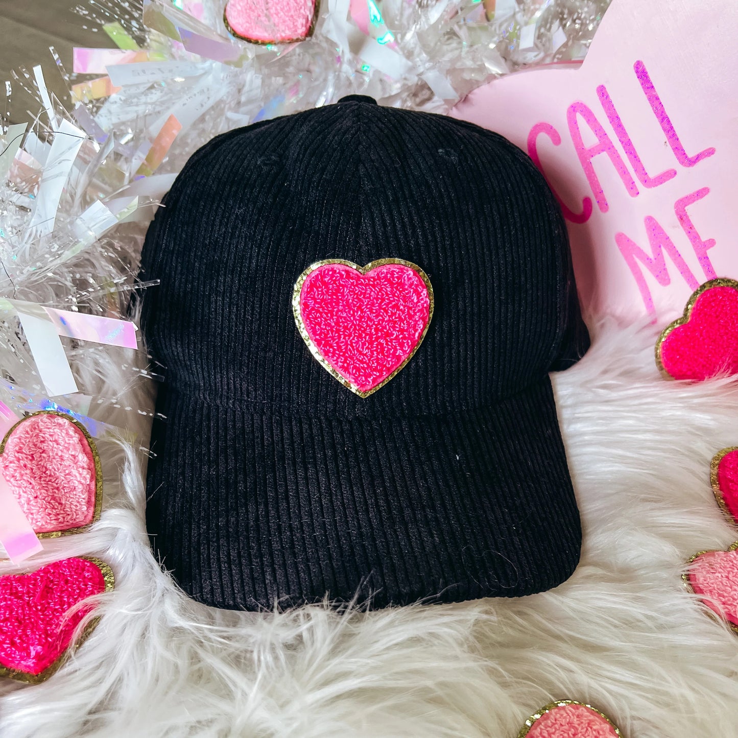 Corded Chenille Heart Cap