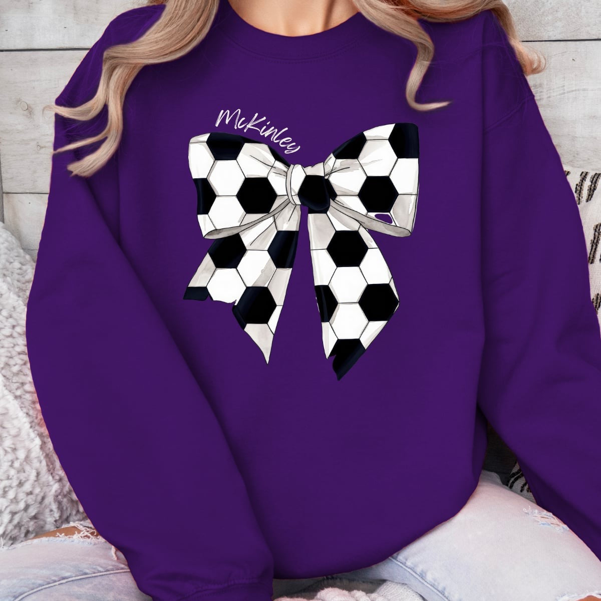 Custom Soccer Bow Sweatshirt PREORDER - Adult