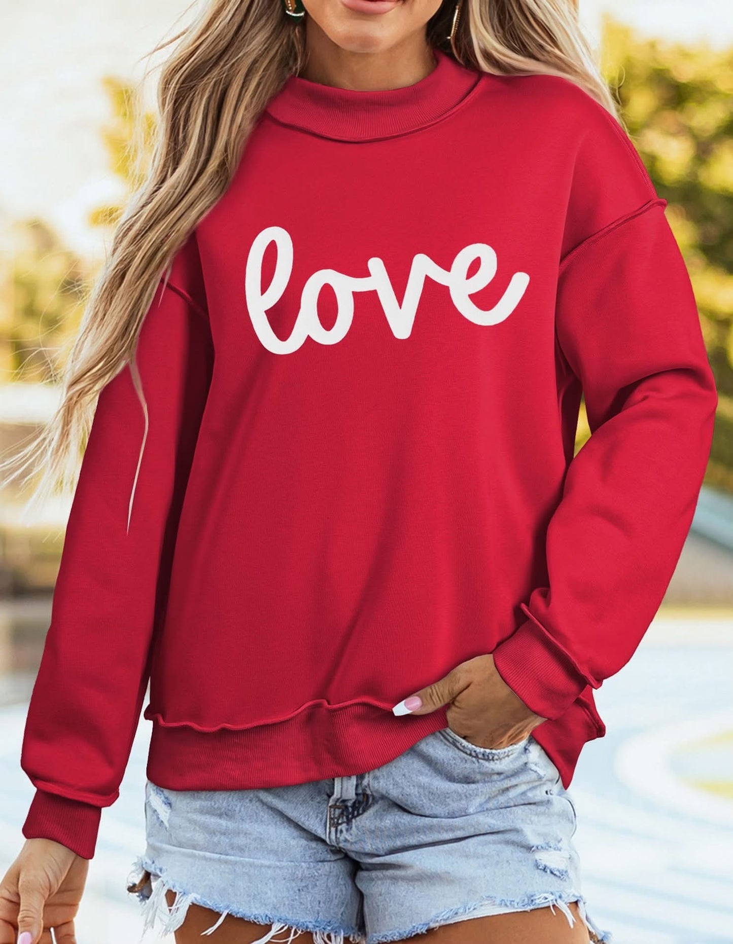 Pink or Red Reversible Mockneck Sweatshirt PREORDER