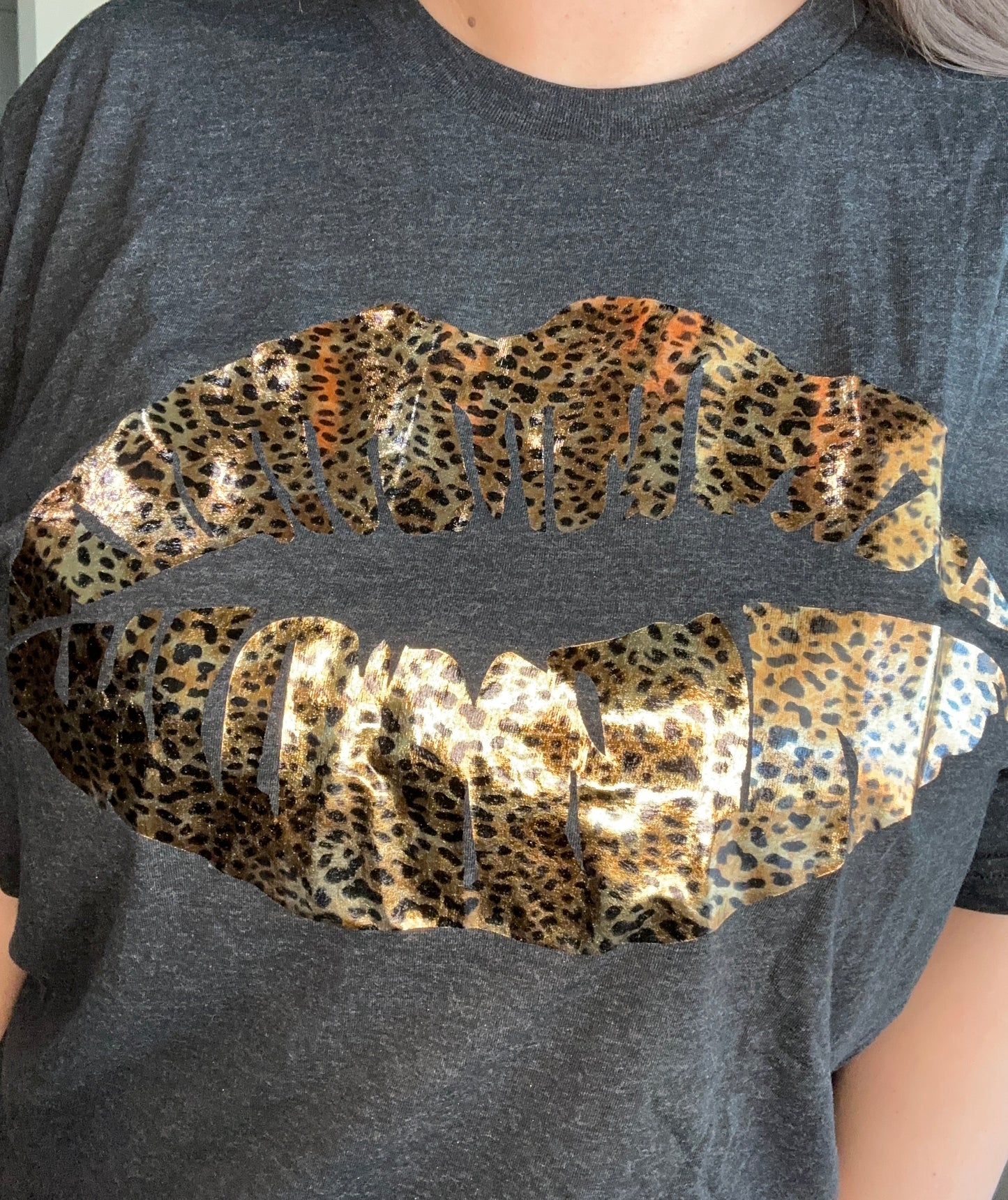 Lips Tee with Leopard Foil