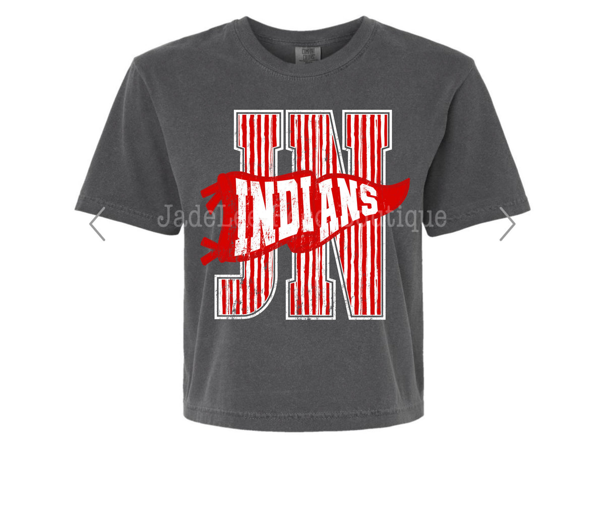 JN Indians - Large Stripe Varsity Letter with Pennant Tee/Sweatshirt PREORDER - Made To Order - Adult