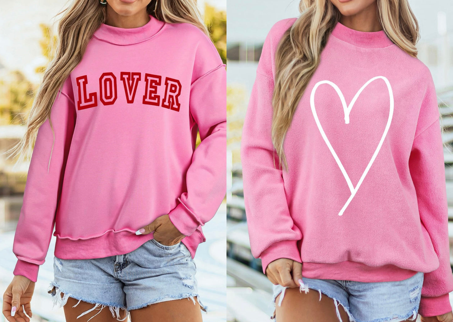 Pink or Red Reversible Mockneck Sweatshirt PREORDER