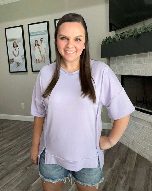 Oversized French Terry Top - Lilac