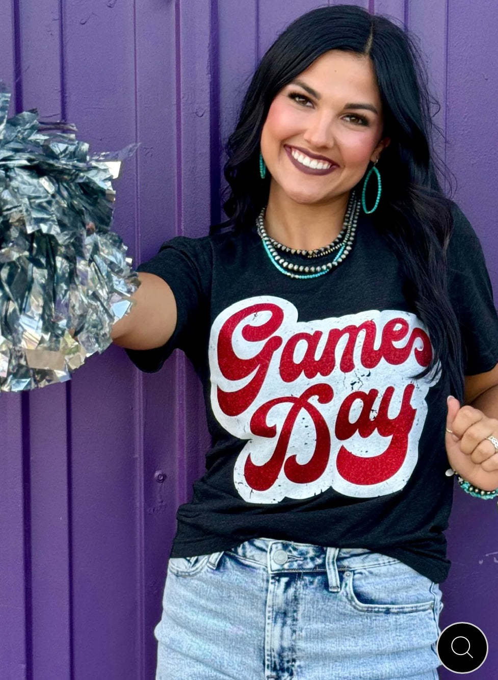 Big Game Day Retro Glitter Tee - RED - Adult PREORDER