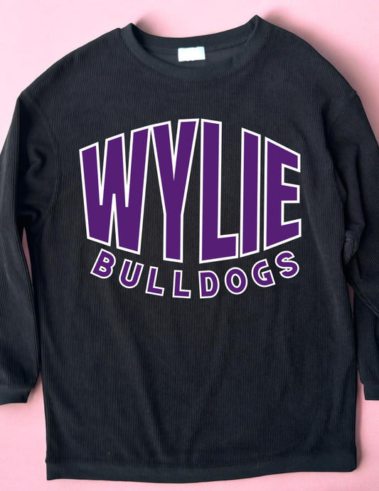 Wylie Bulldogs Black Corded Crew PREORDER