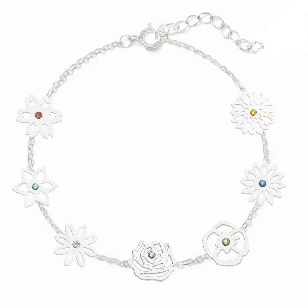 Custom Birth Flower and Stone Bracelet PREORDER
