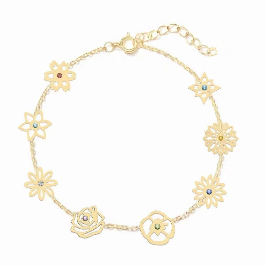 Custom Birth Flower and Stone Bracelet PREORDER