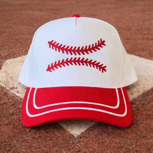Baseball/Softball Seams Red Stripe Hat PREORDER