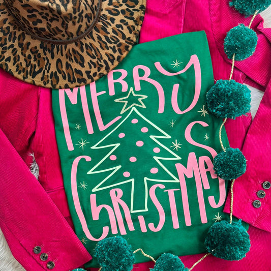 Merry Christmas Evergreen Tee PREORDER