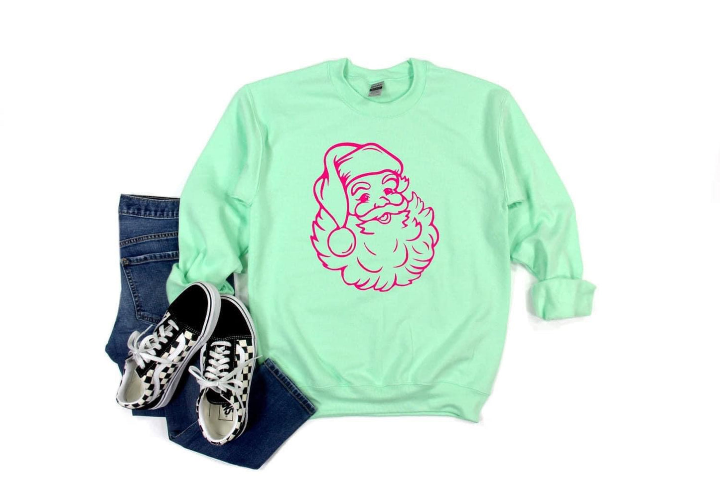 Hot Pink Puff Santa Sweatshirt PREORDER