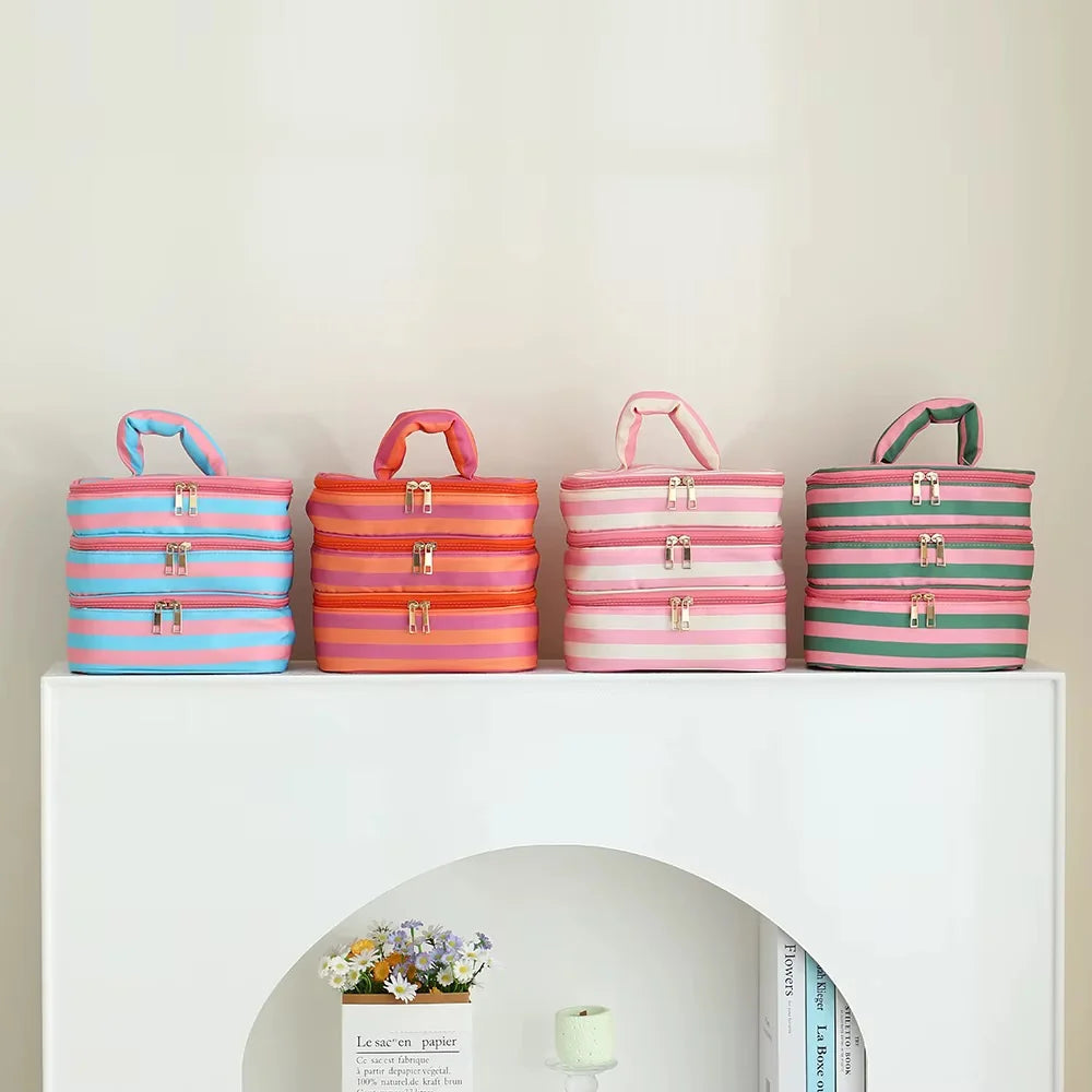Striped Multi-Zipper Bag PREORDER - 4 Color Options