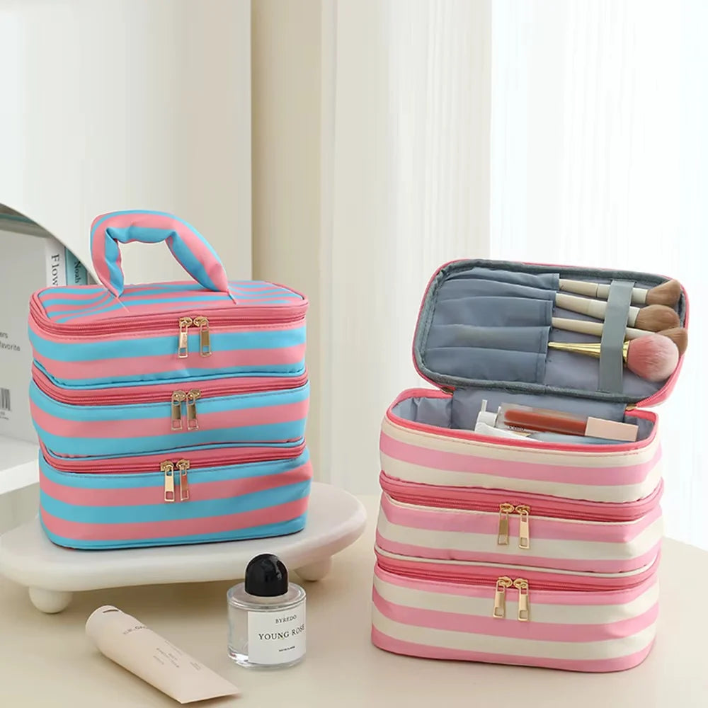 Striped Multi-Zipper Bag PREORDER - 4 Color Options