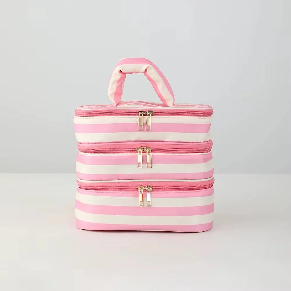 Striped Multi-Zipper Bag PREORDER - 4 Color Options