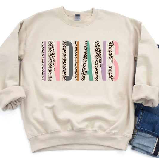 Leopard Colorful Colorblock Tan Sweatshirt PREORDER