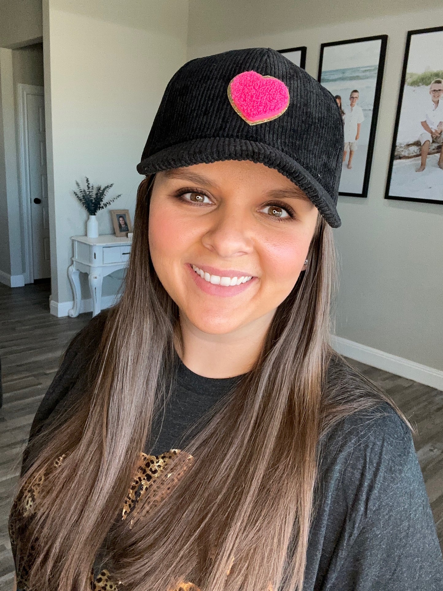 Corded Chenille Heart Cap