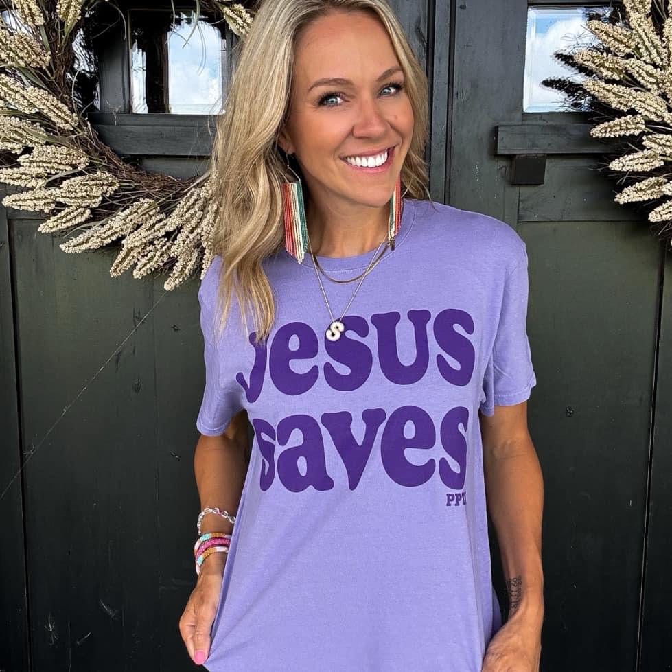 Jesus Saves Tee PREORDER - Purple