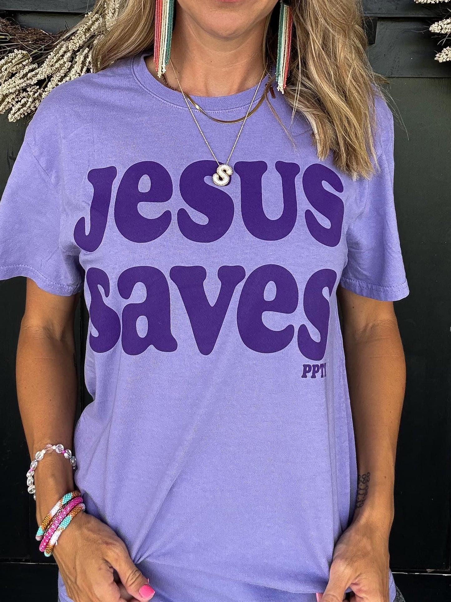 Jesus Saves Tee PREORDER - Purple