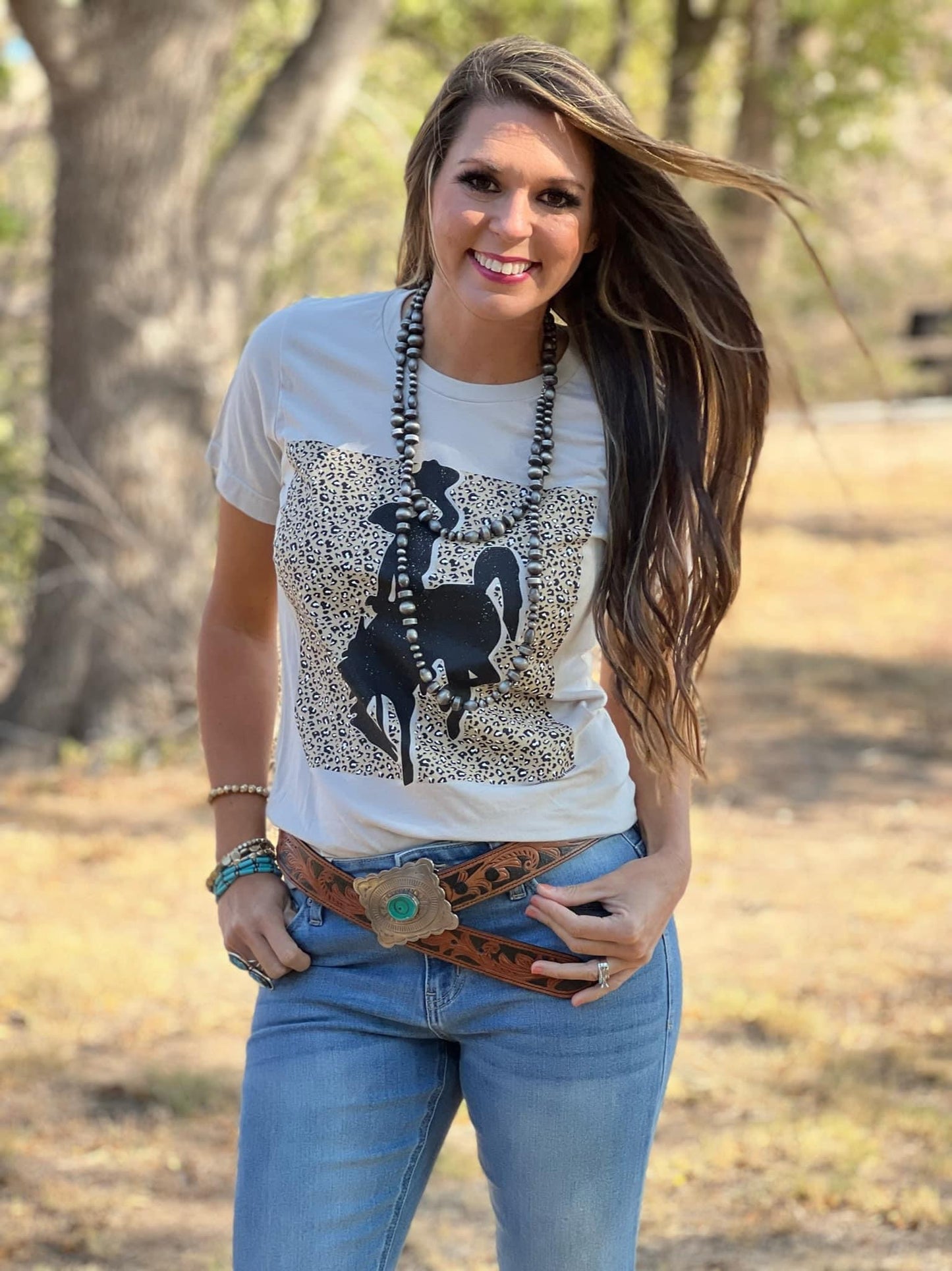 Leopard Bronc Rider Tee