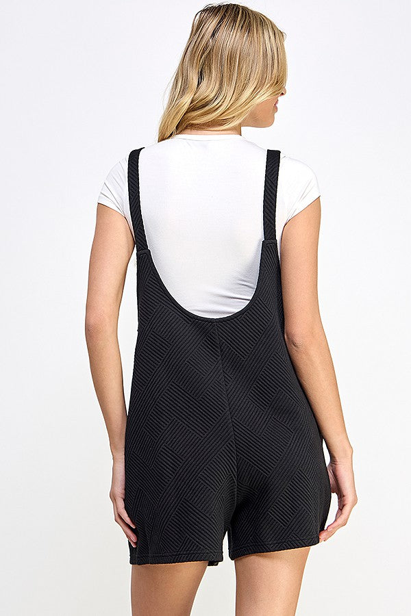 Kaley Textured Short Overalls - Black