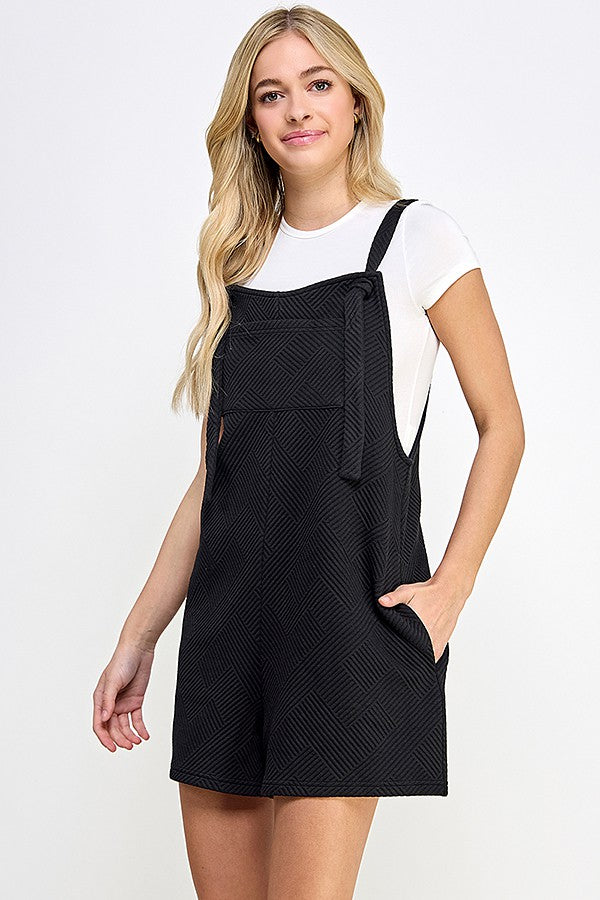 Kaley Textured Short Overalls - Black