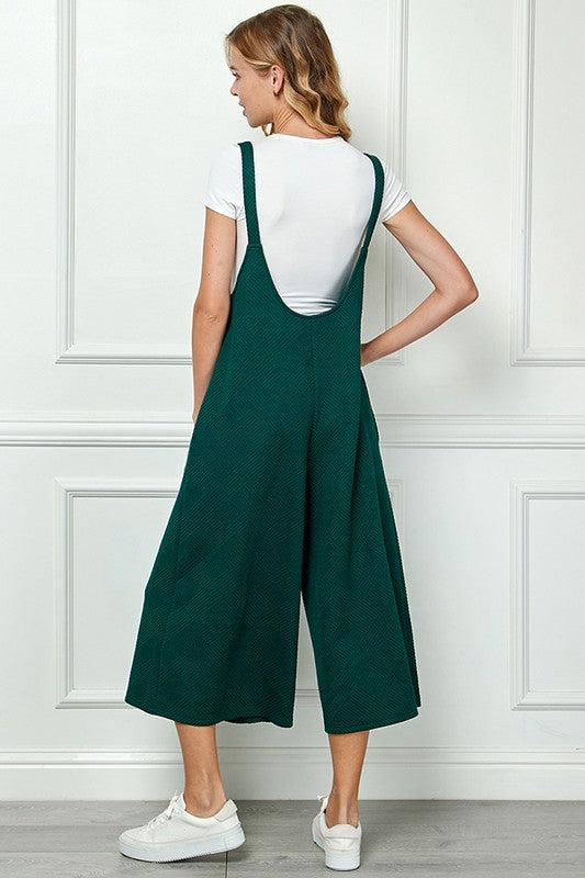 Textured Cropped Overalls