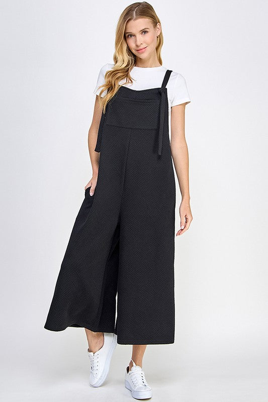 Textured Cropped Overalls