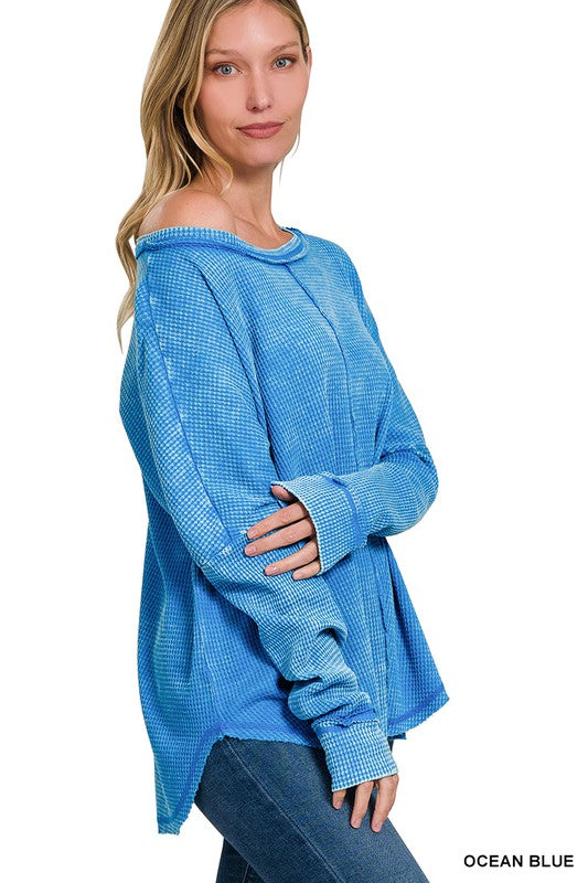 Waffle Long Sleeve - Ocean Blue