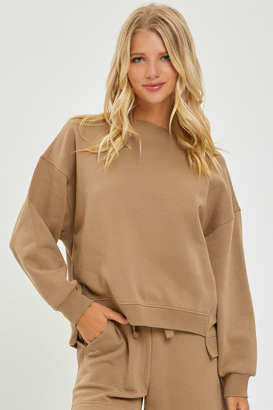 Risen Oversized Step Hem Shirt - Mocha